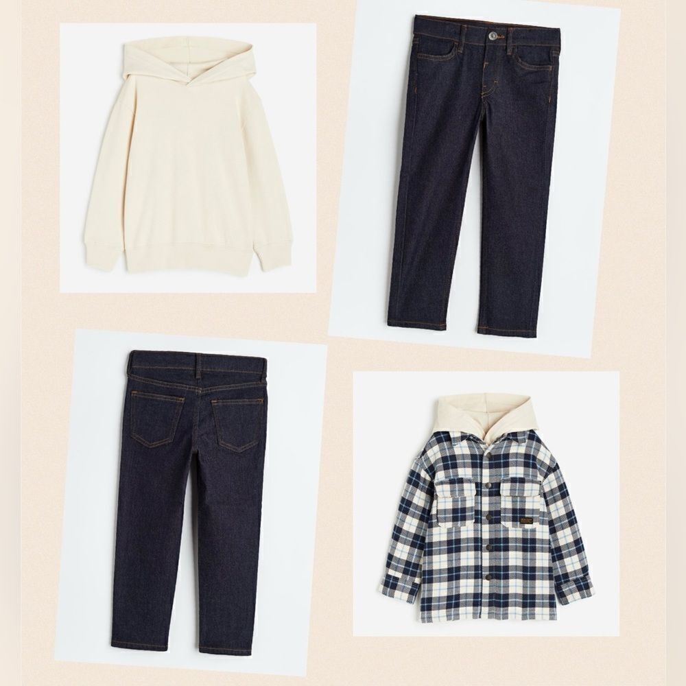 H&M 2-PIECE HOODIE AND SHIRT SET & SUPERSTRETCH SLIM FIT JEANS DENIM JEANS